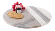 Round Two-Toned Beige & White Stripe Marble Charcuterie/Cutting Board by Ganz CB179880