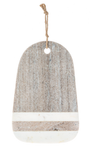 Load image into Gallery viewer, Two-Tone Beige &amp; White Stripe Marble Rectangle Charcuterie/Cutting Board by Ganz CB179881