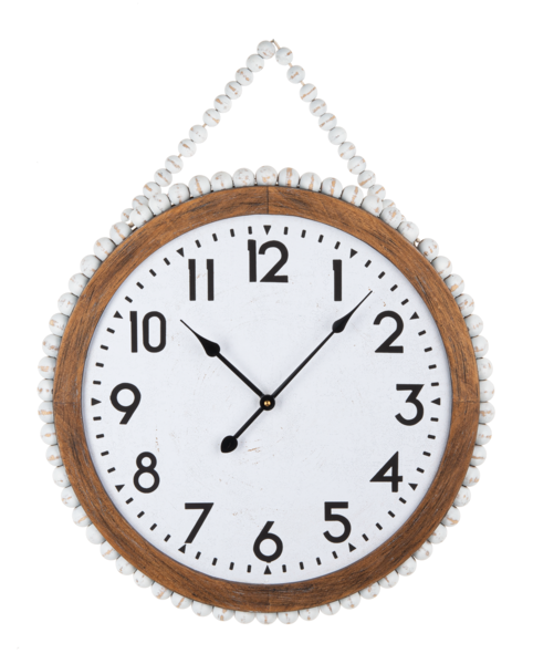 Wall Clock with Whitewash Beaded Edge & Hanger by Ganz CB180004
