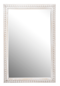 Whitewash Beaded Frame Wall Mirror by Ganz CB180146