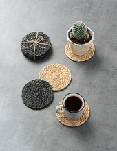 Load image into Gallery viewer, Black Woven Coaster (4pc Set) by Ganz CB180794