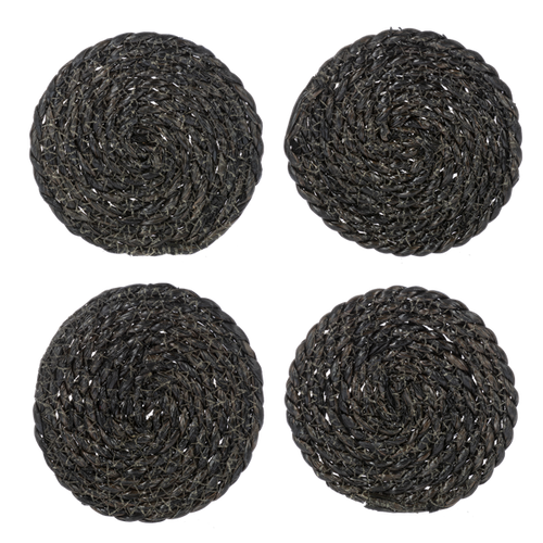 Black Woven Coaster (4pc Set) by Ganz CB180794