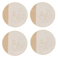 White Embossed Floral Coaster (4pc Set) Ganz CB182183
