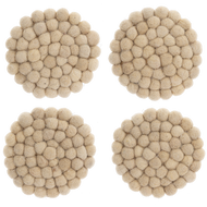 Handmade Felted Wool Ivory Coaster (4pc Set) by Ganz CB182341