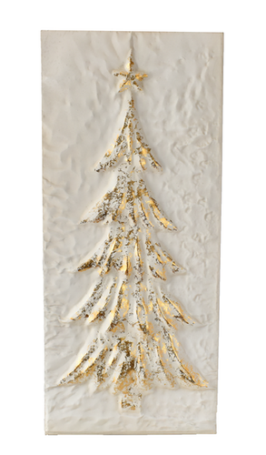 White with Gold Embossed Christmas Tree Wall Decor by Ganz CX176378