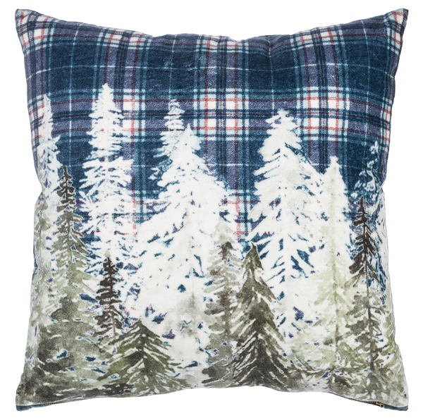 Plaid & Forest Velvet Pillow by Ganz CX177654