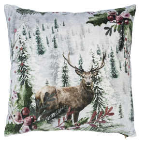 Deer in Forest Scene Velvet Pillow by Ganz CX177657