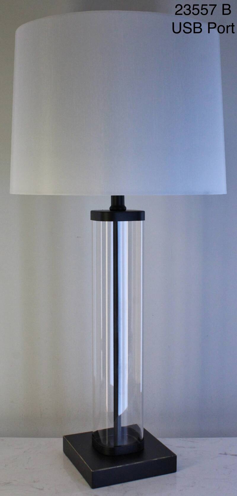 Glass Table Lamp with USB Port by Home Accents 23557B