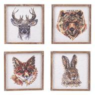 Framed Tribal Woodland Animal Wall Decor (4 pc ppk) Ganz CB178681
