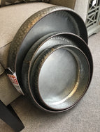 Galvanized with Gold Accent Round 3pc Tray Set by Ganz 143872 Discontinued