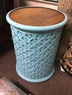 Global Archive Decker Large Drum Table by Jofran 1730-17TRQ Turquoise Discontinued