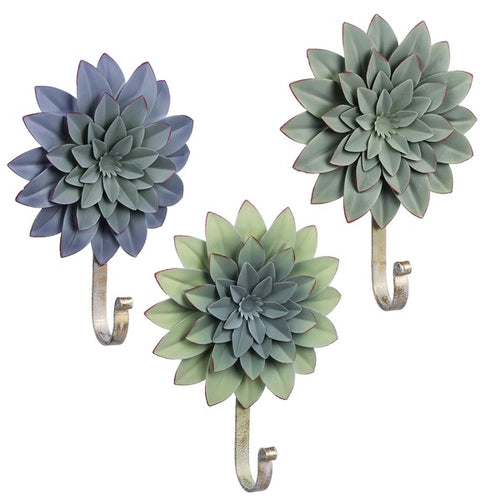Layered Succulent Wall Hooks (Set of 3) by Ganz 168141