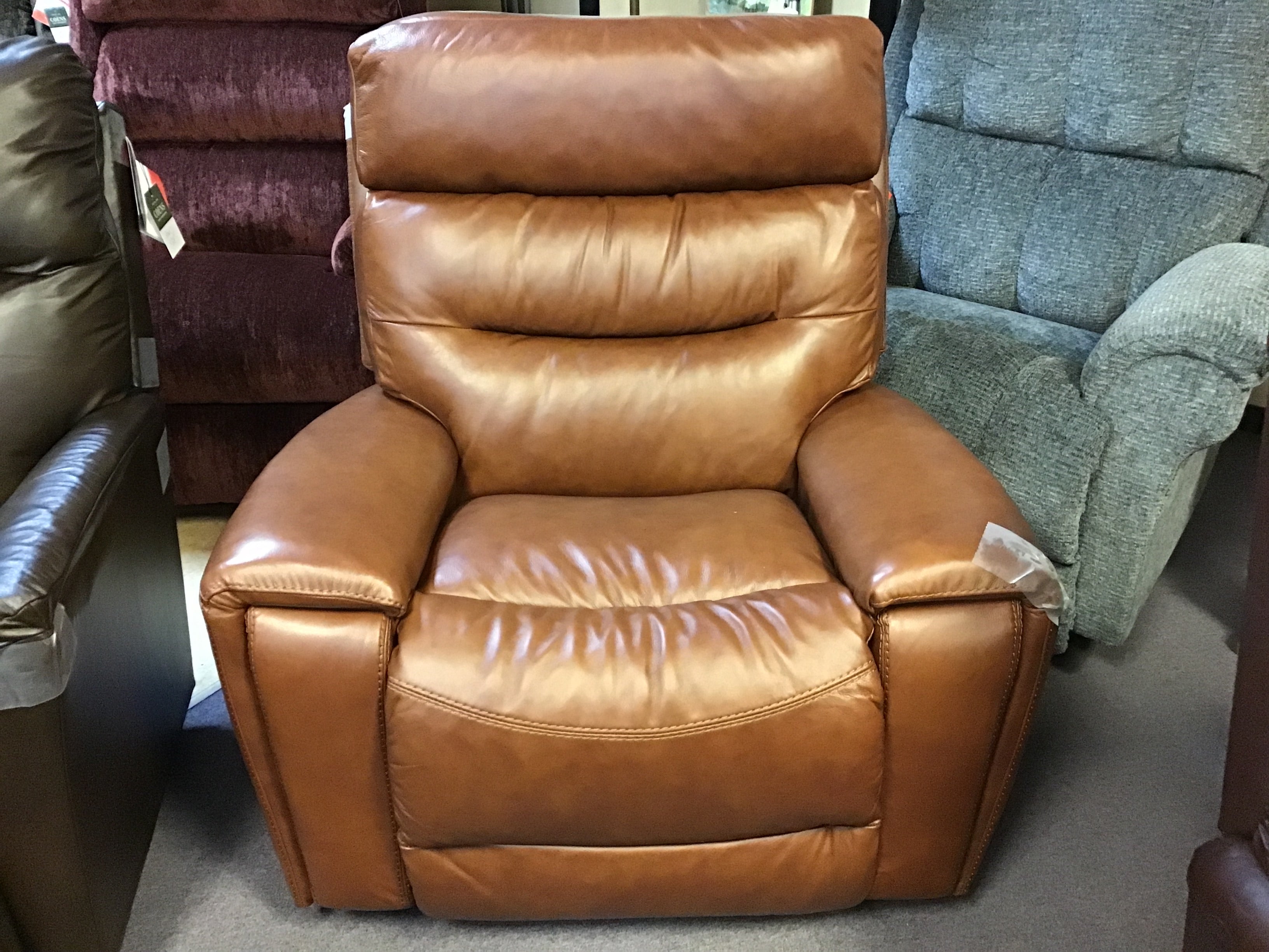 Soren Leather Rocker Recliner by La-Z-Boy Furniture 10-773 LB180474 Cognac  Discontinued leather