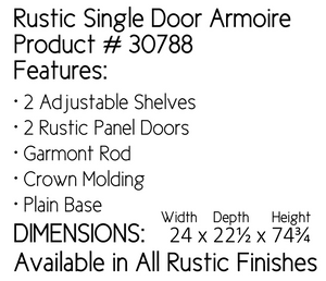 Rustic Single Door Armoire by American Heartland 30788RDV