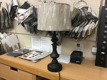 Load image into Gallery viewer, Black Table Lamp w/Convenience Plugs by Home Accents 919ib