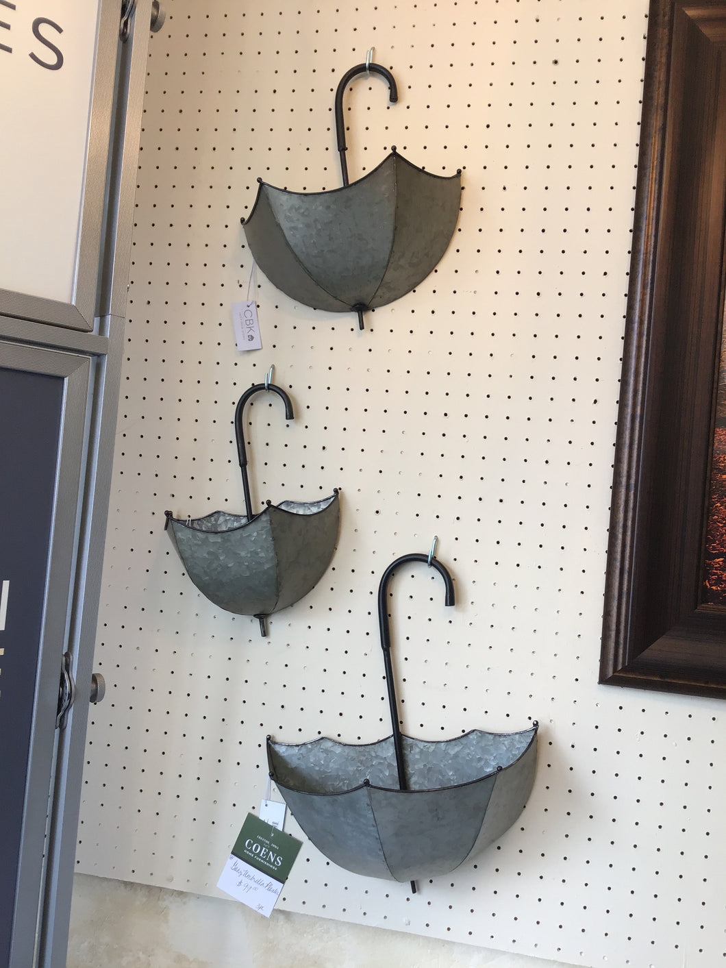 umbrella hanging planter Umbrella Wall Planters-Gray (Set of 3) by Ganz 158696 Discontinued – Coen's Home Furnishings