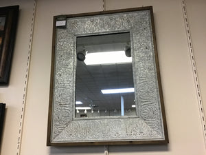 *Washed Galvanized Embossed Scroll Leaf Wall Mirror by Ganz 164553
