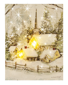 LED Light Up Snowy Church Wall Decor Canvas by Ganz MX185462